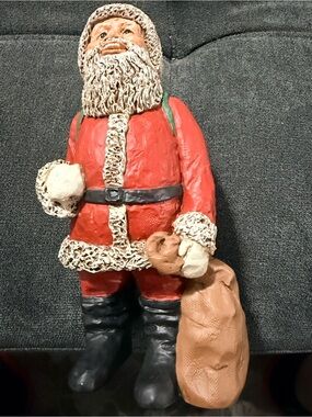 Martha Holcomb signed Santa Claus Holiday Figurine - Red and Black